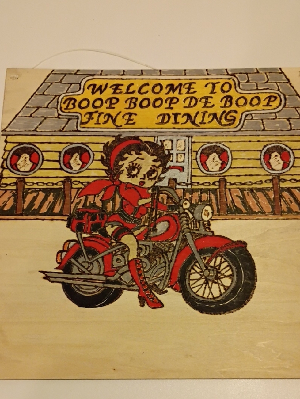 Betty Boop Red and Cream Motorcycle Wall Plaque